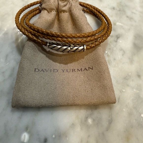 David Yurman Tan Leather Bracelet with Silver Accent